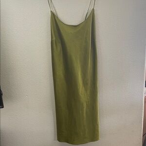 Olive Green Slip Dress buttoned back sexy y2k whimsigoth coquette L